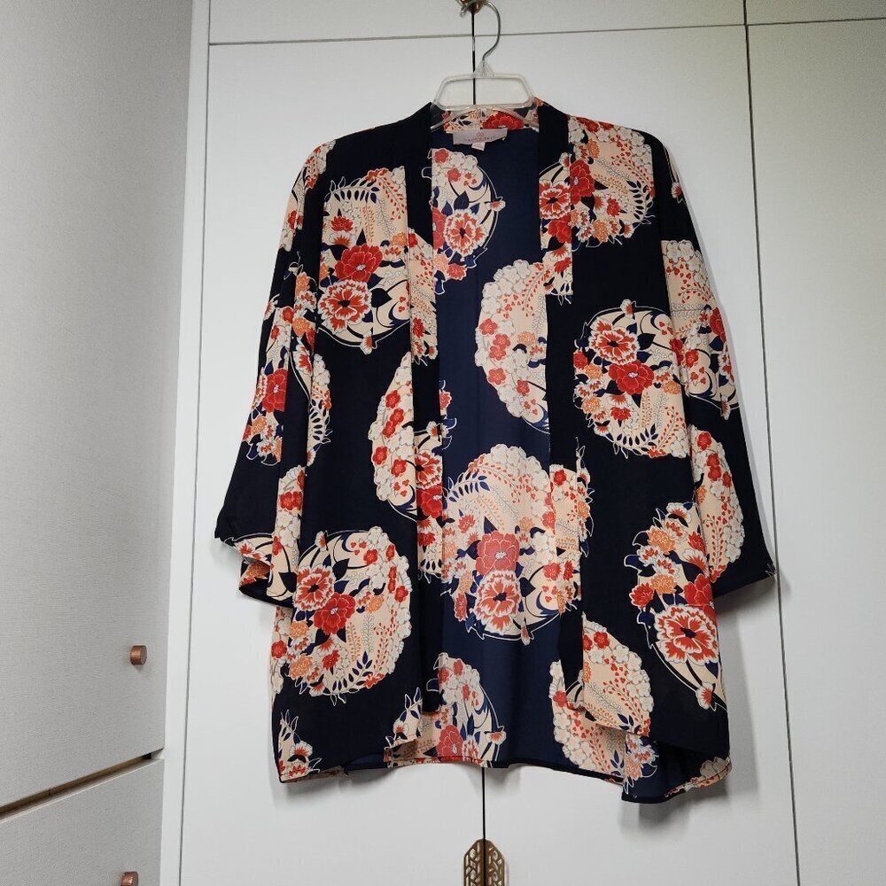 Laurie Felt Floral Lace Open Front Kimono Women's Size M